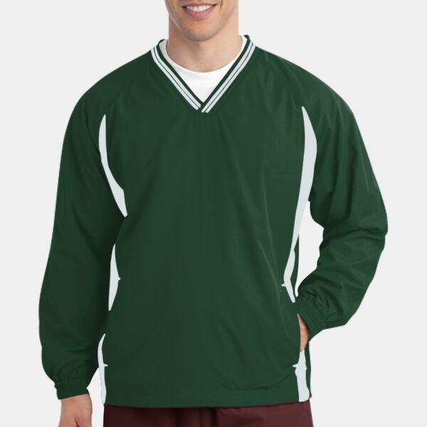 Tipped V Neck Raglan Wind Shirt Thumbnail
