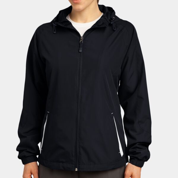 Ladies Colorblock Hooded Raglan Jacket Thumbnail